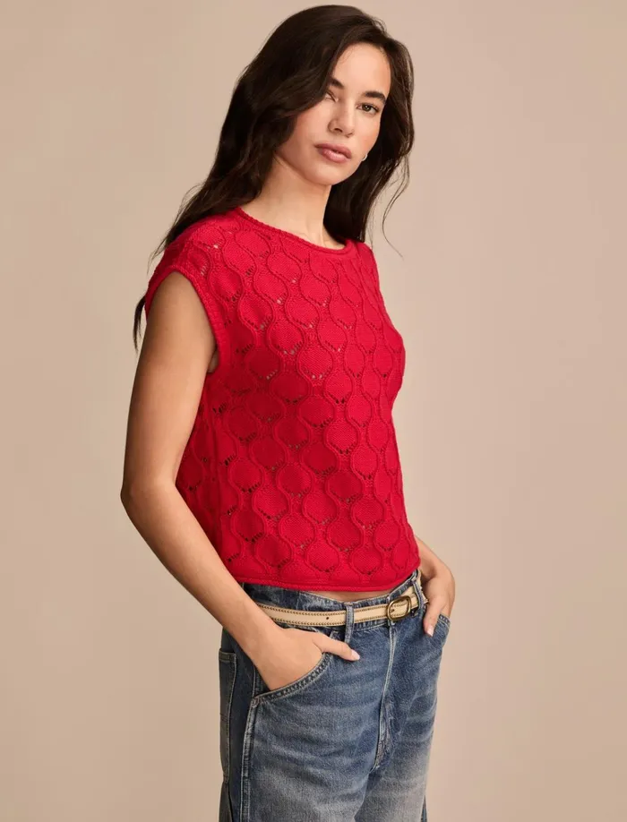 Pointelle Bobble Sweater Vest Lollipop Women Lucky Brand Sweaters and Sweatshirts