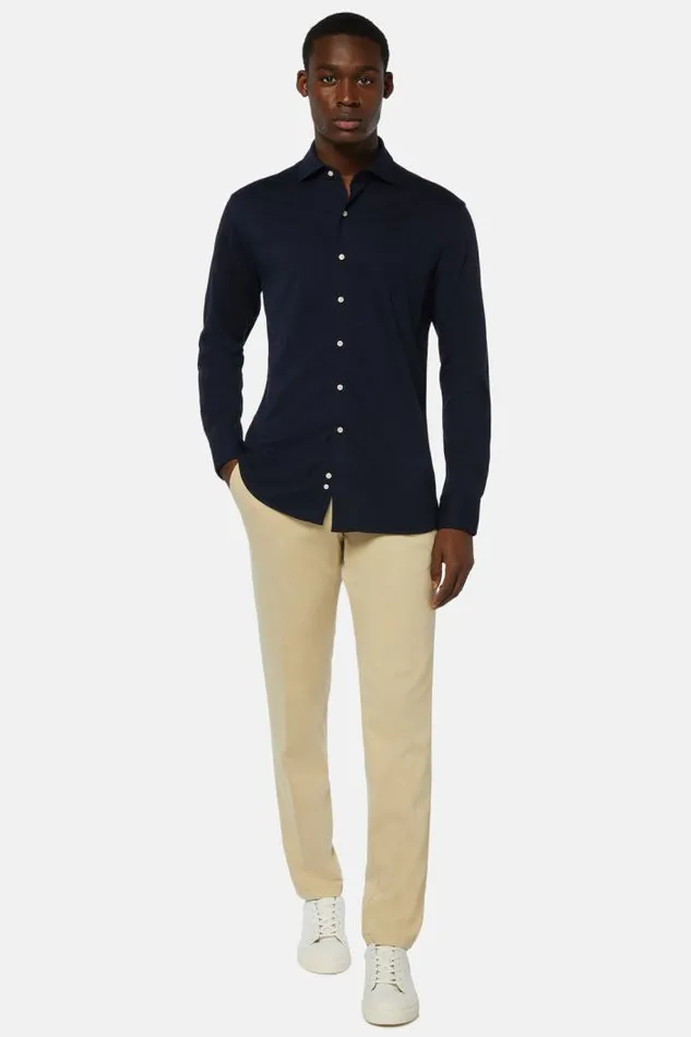 Polo Shirts Men Boggi Milano Cotton Piqu Regular Fit Polo Shirt Navy Blue