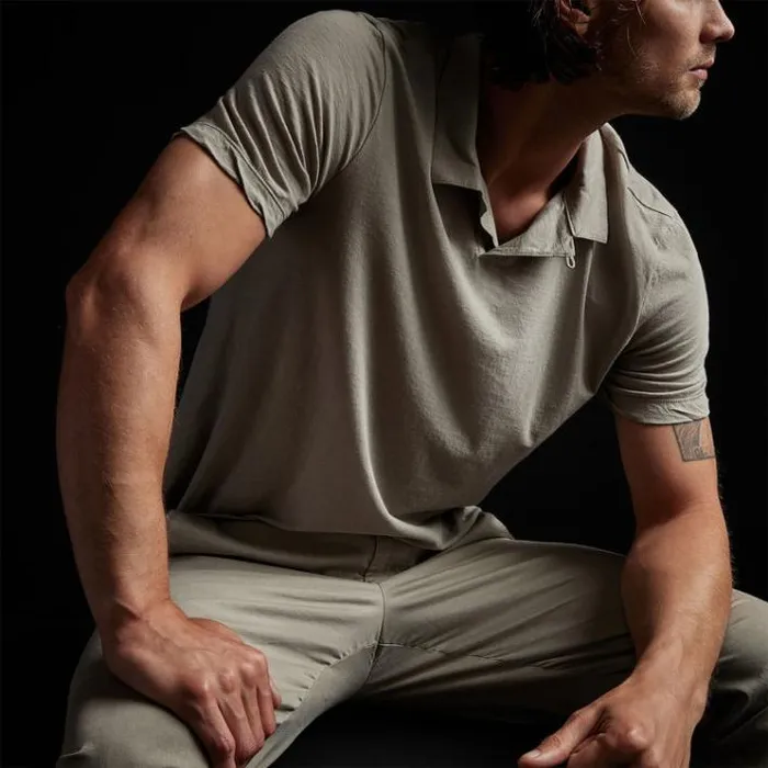 PolosNovelty Tops Men James Perse Cotton Linen Polo Silt
