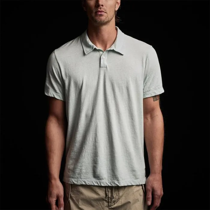 PolosNovelty Tops Men James Perse Soft Slub Jersey Short Sleeve Polo Ocean Spray