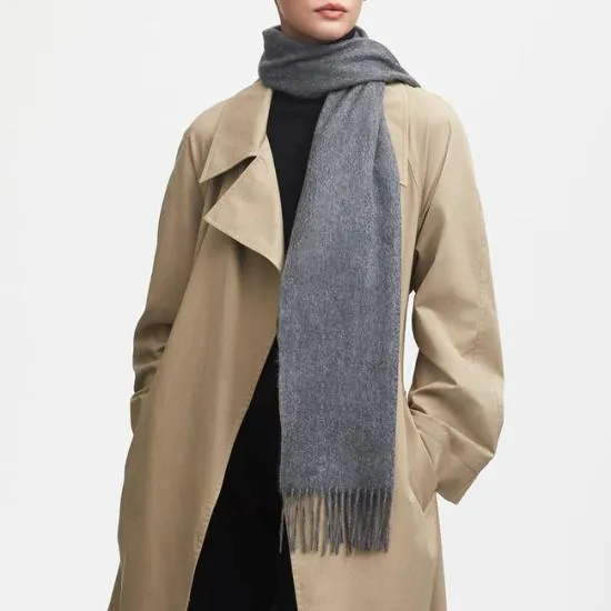 Pure Cashmere Scarf Midgrey Cashmere WomenMen Aspinal Of London Gloves and Scarves