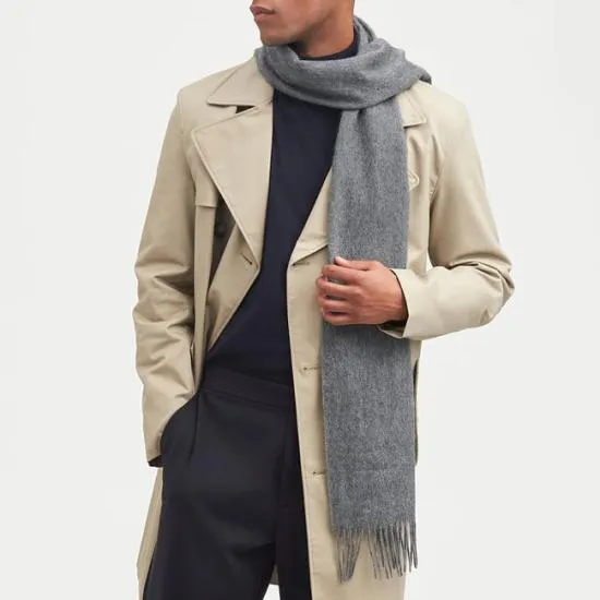 Pure Cashmere Scarf Midgrey Cashmere WomenMen Aspinal Of London Gloves and Scarves