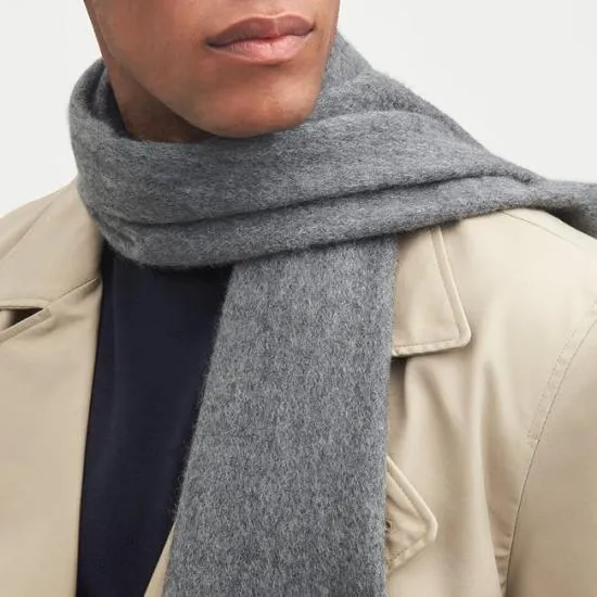 Pure Cashmere Scarf Midgrey Cashmere WomenMen Aspinal Of London Gloves and Scarves