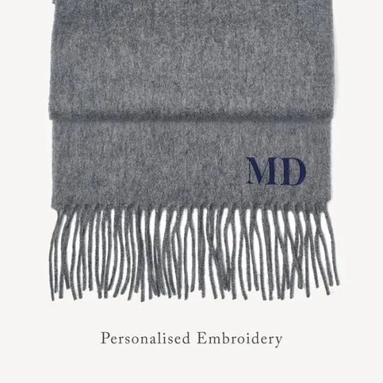 Pure Cashmere Scarf Midgrey Cashmere WomenMen Aspinal Of London Gloves and Scarves
