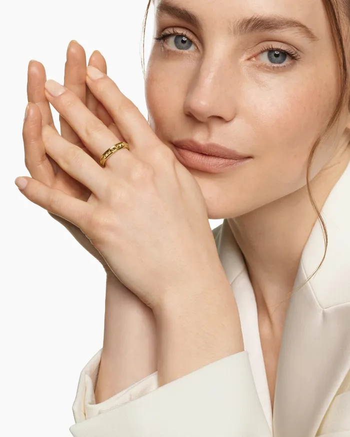 Pyramid Band Ring In 18K Yellow Gold 4mm Women David Yurman Band Pyramid Band Ring In 18K Yellow Gold 4mm Women David Yurman Band