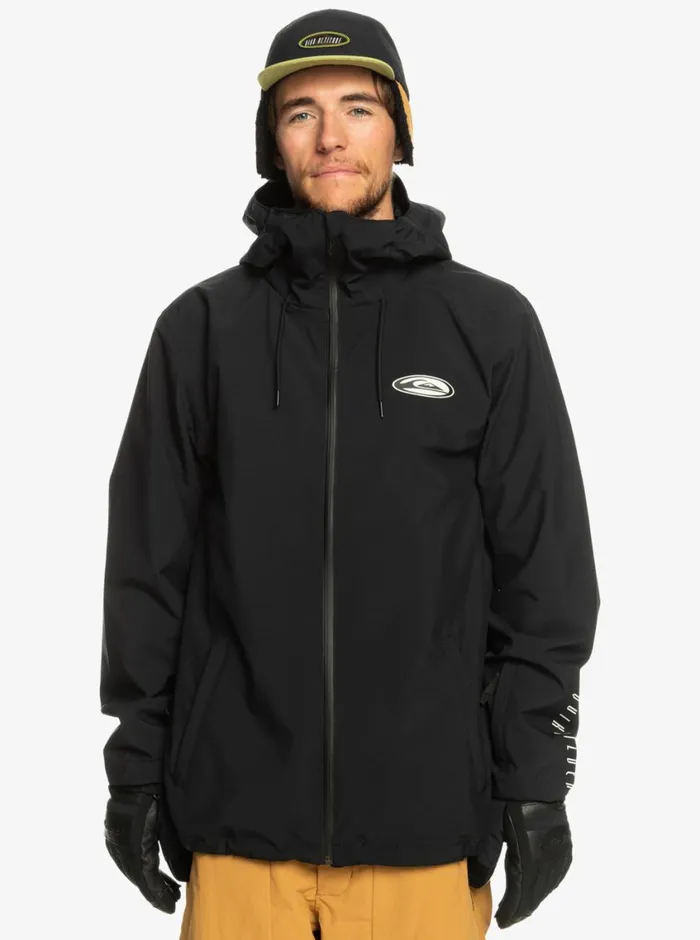 Quiksilver High In The Hood Technical Snow Jacket True Black Mens Snow Jackets