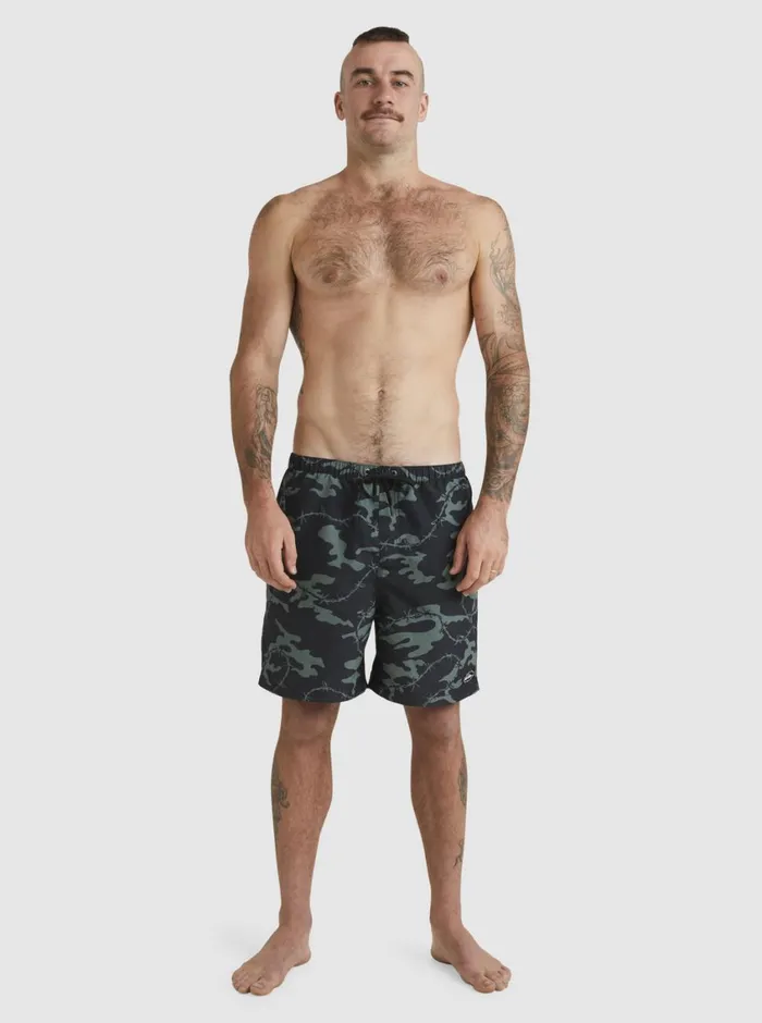 Quiksilver Mikey Volley 18034 Volleys Black Mens Elastic Waist Quiksilver Mikey Volley 18034 Volleys Black Mens Elastic Waist