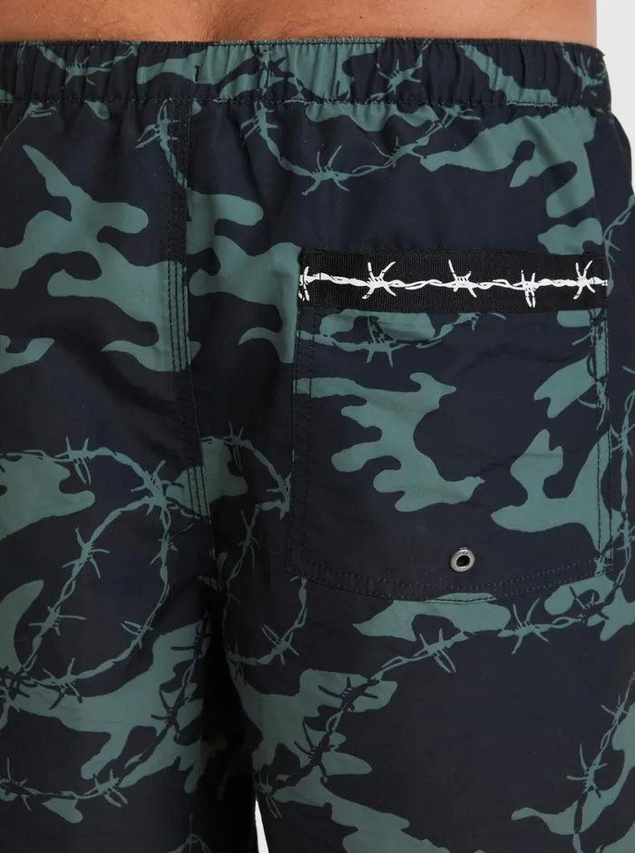 Quiksilver Mikey Volley 18034 Volleys Black Mens Elastic Waist Quiksilver Mikey Volley 18034 Volleys Black Mens Elastic Waist