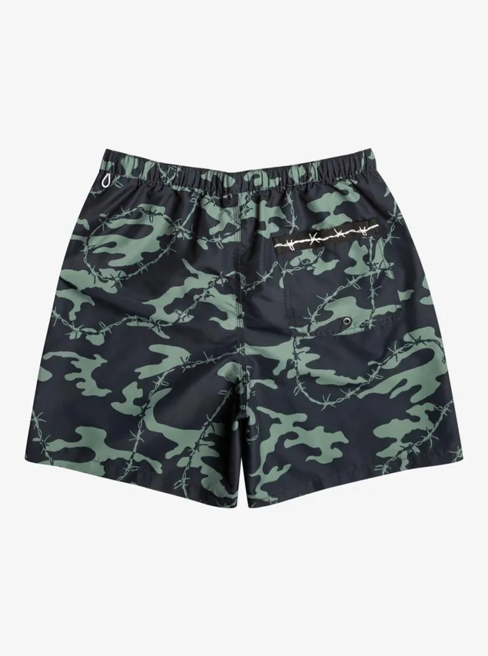 Quiksilver Mikey Volley 18034 Volleys Black Mens Elastic Waist Quiksilver Mikey Volley 18034 Volleys Black Mens Elastic Waist