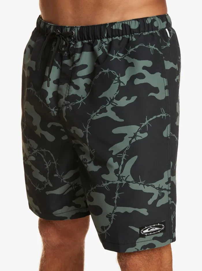 Quiksilver Mikey Volley 18034 Volleys Black Mens Elastic Waist Quiksilver Mikey Volley 18034 Volleys Black Mens Elastic Waist