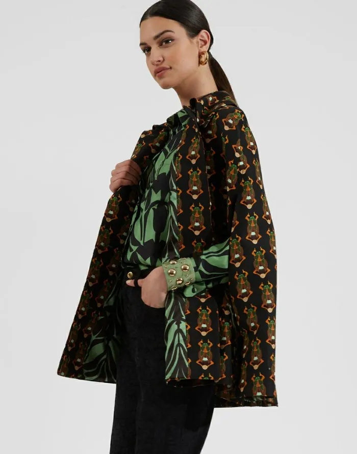 Ready To Wear Outerwear La Double J Milano Mini Cape Scarab Black