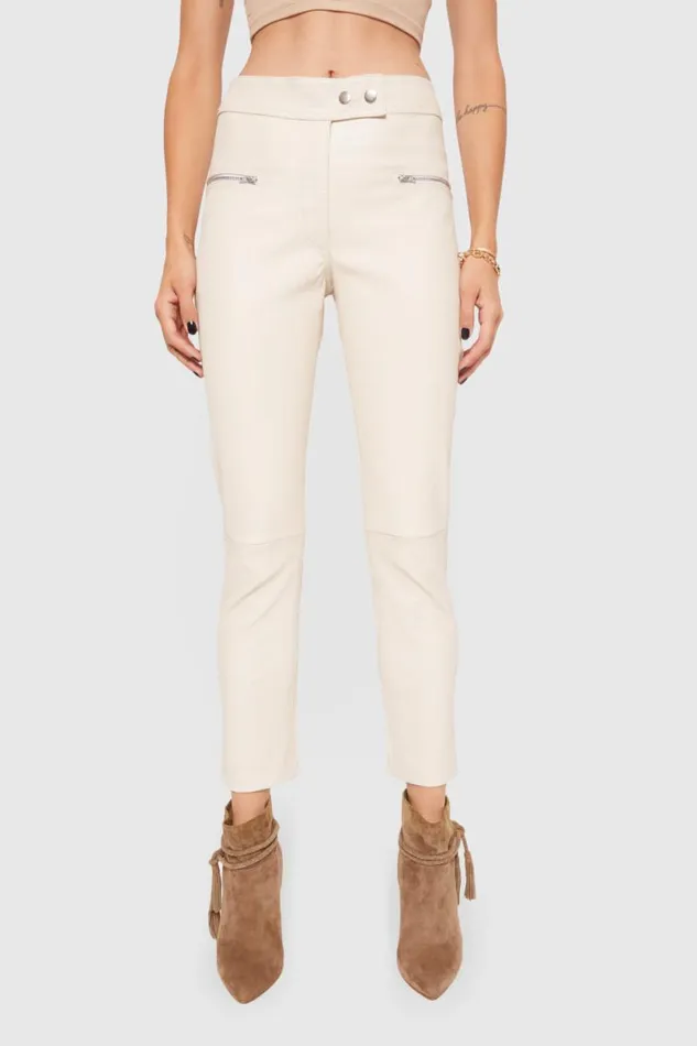 Rebecca Minkoff Bottoms Poppy Leather Legging Bone 8211 Clothing