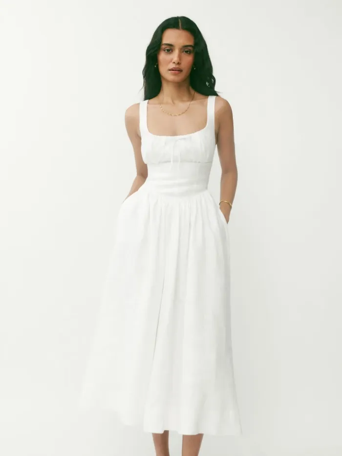 Reformation Dresses Balia Linen Dress White 8211 Women
