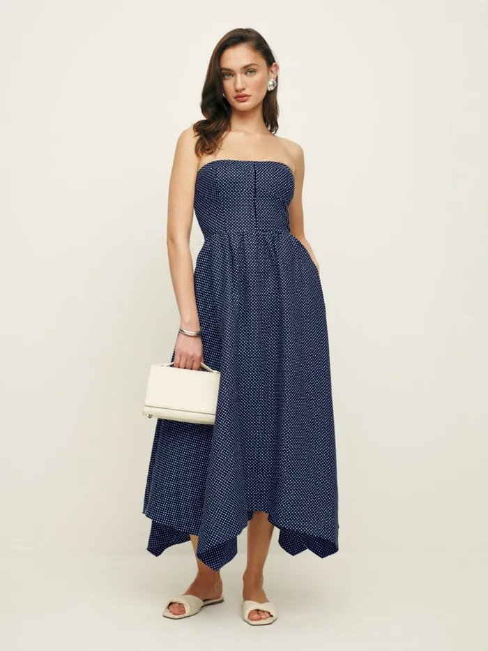 Reformation Dresses Grazi Linen Dress Raindrops 8211 Women