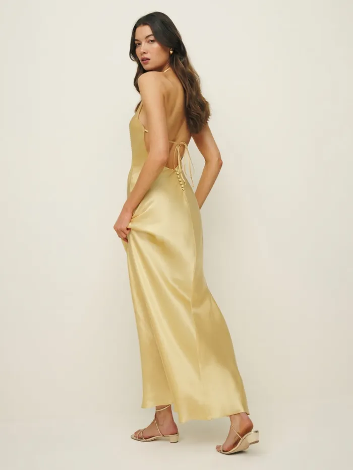 Reformation Dresses Jeany Silk Dress Sunshine 8211 Women