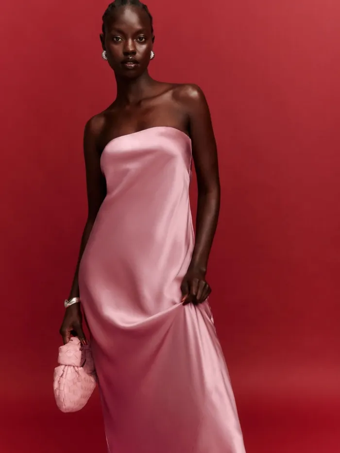 Reformation Dresses Joana Silk Dress Rose Petals 8211 Women