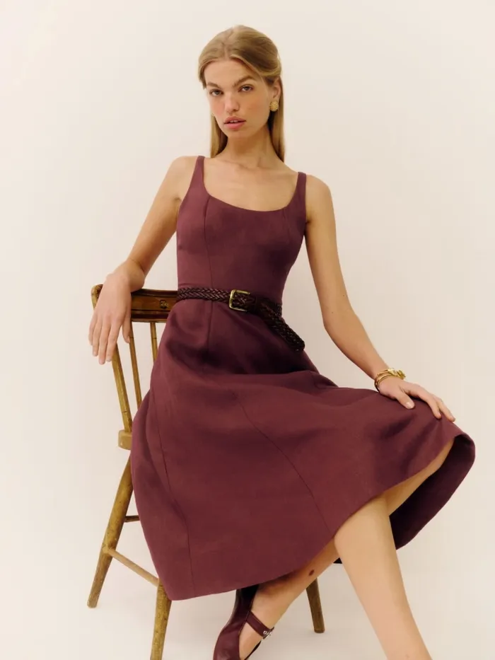Reformation Dresses Magnolia Linen Dress Chianti 8211 Women