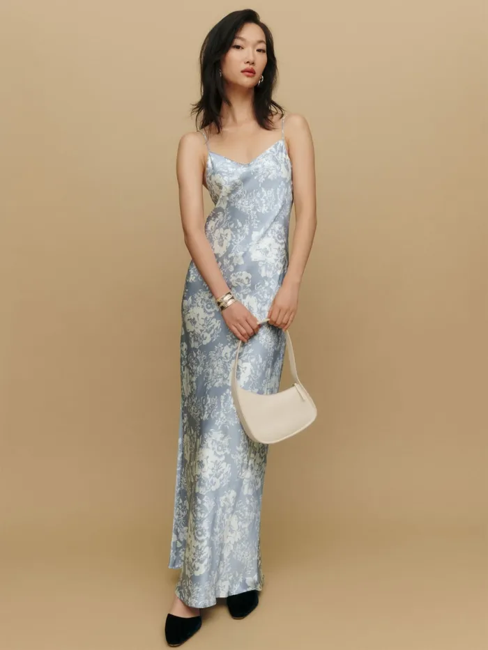 Reformation Dresses Parma Silk Dress Porcelain 8211 Women Reformation Dresses Parma Silk Dress Porcelain 8211 Women