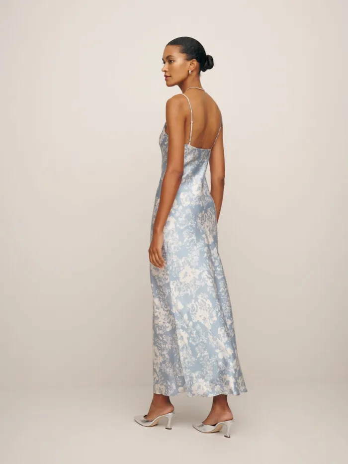 Reformation Dresses Parma Silk Dress Porcelain 8211 Women Reformation Dresses Parma Silk Dress Porcelain 8211 Women