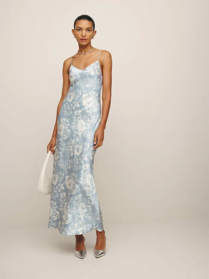 Reformation Dresses Parma Silk Dress Porcelain 8211 Women Reformation Dresses Parma Silk Dress Porcelain 8211 Women