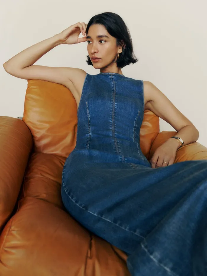 Reformation Dresses Petites Kendi Denim Midi Dress Bleu 8211 Women Reformation Dresses Petites Kendi Denim Midi Dress Bleu 8211 Women