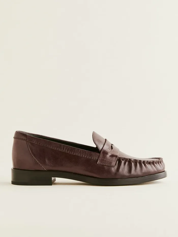 Reformation Flats Ani Ruched Loafer Espresso Leather 8211 Women