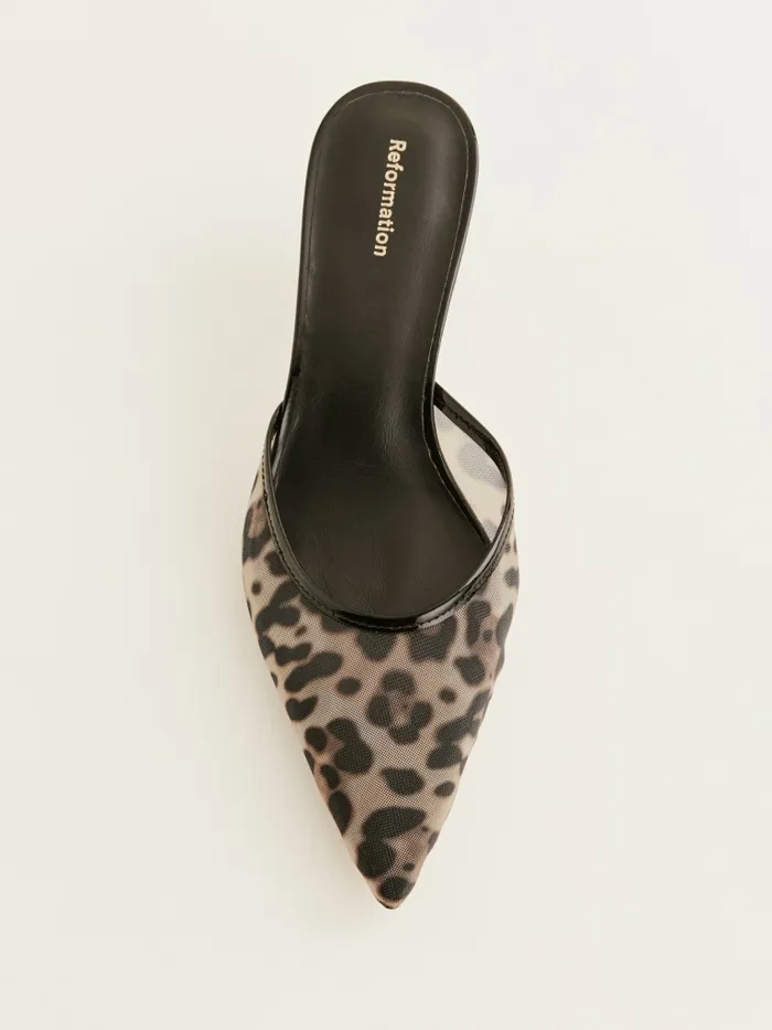 Reformation Heels Wilda Kitten Mule Leopard Mesh 8211 Women Reformation Heels Wilda Kitten Mule Leopard Mesh 8211 Women