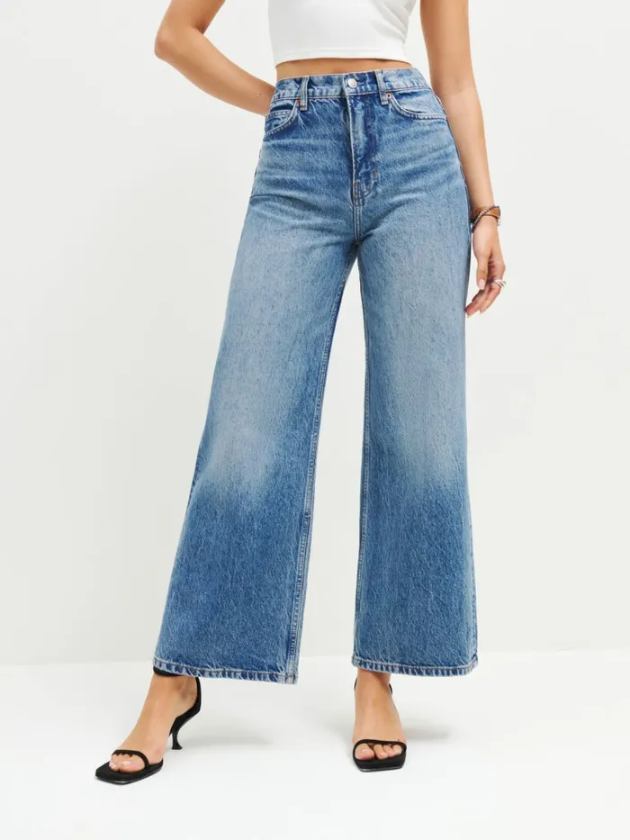 Reformation Jeans Cary High Rise Slouchy Wide Leg Cropped Jeans Colorado 8211 Women
