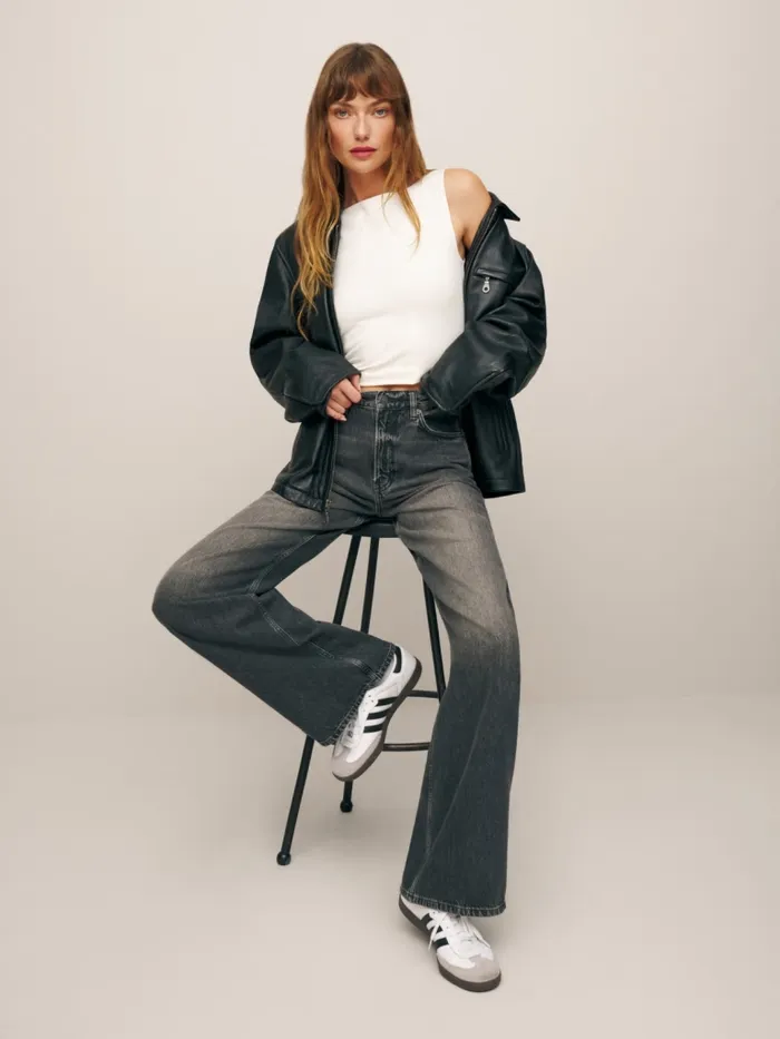 Reformation Jeans Cary High Rise Slouchy Wide Leg Jeans Galveston 8211 Women