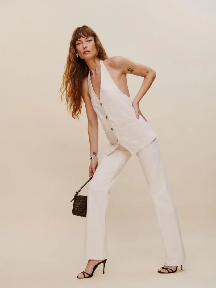 Reformation Jeans Wilder High Rise Wide Leg Cropped Jeans Fior Di Latte 8211 Women