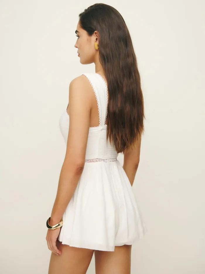Reformation Jumpsuits Luisa Romper White 8211 Women