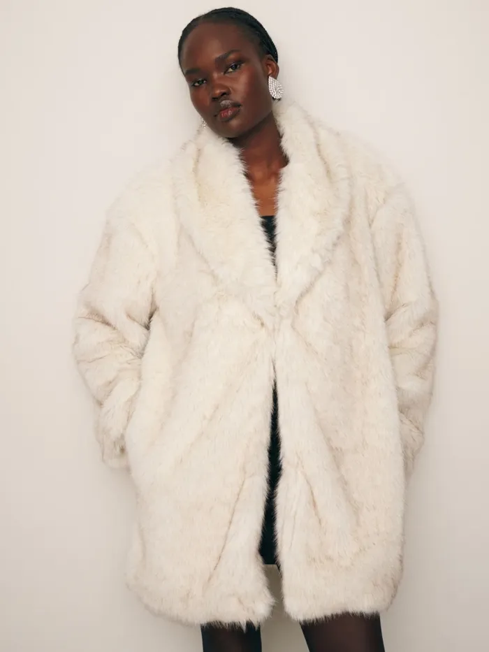 Reformation Outerwear Daya Oversized Coat Cream 8211 Women
