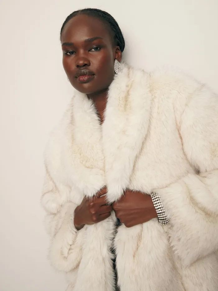 Reformation Outerwear Daya Oversized Coat Cream 8211 Women