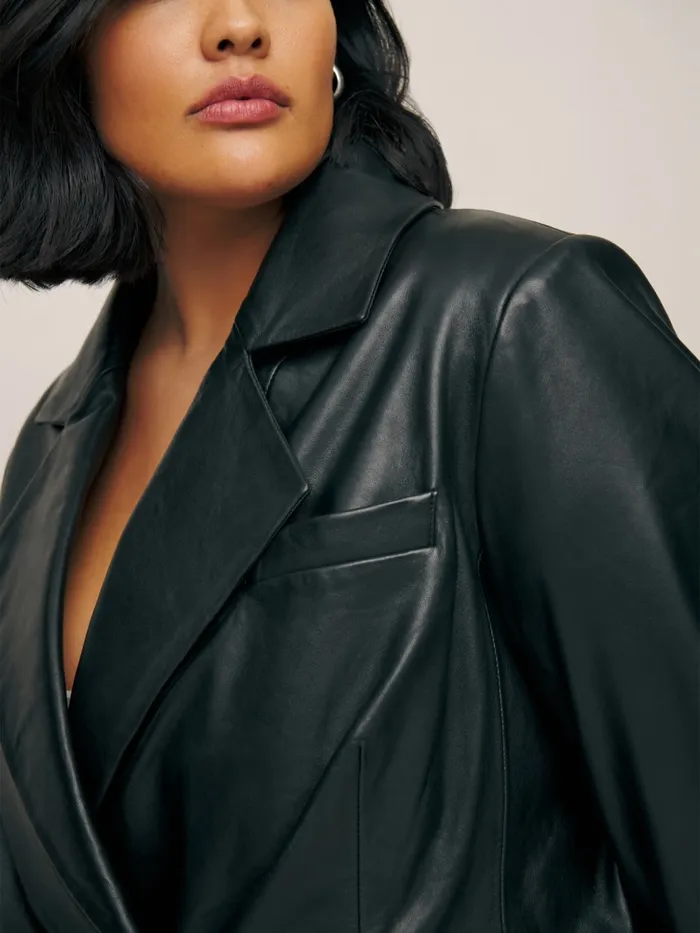 Reformation Outerwear Veda Dalia Relaxed Leather Blazer Es Black 8211 Women