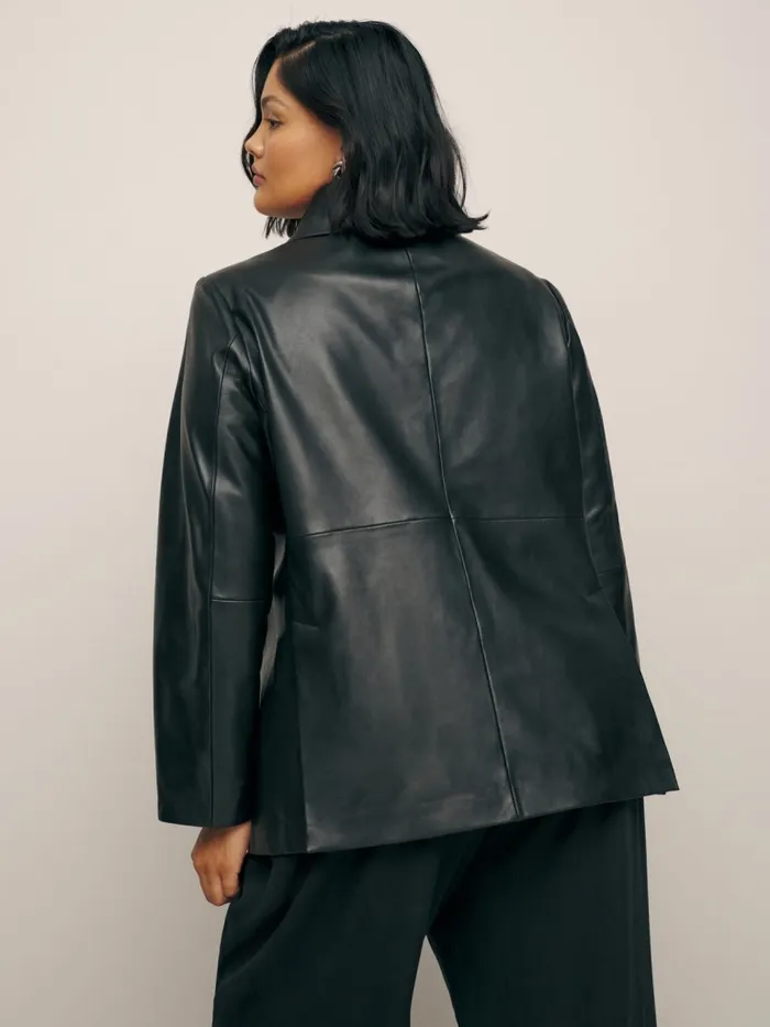 Reformation Outerwear Veda Dalia Relaxed Leather Blazer Es Black 8211 Women