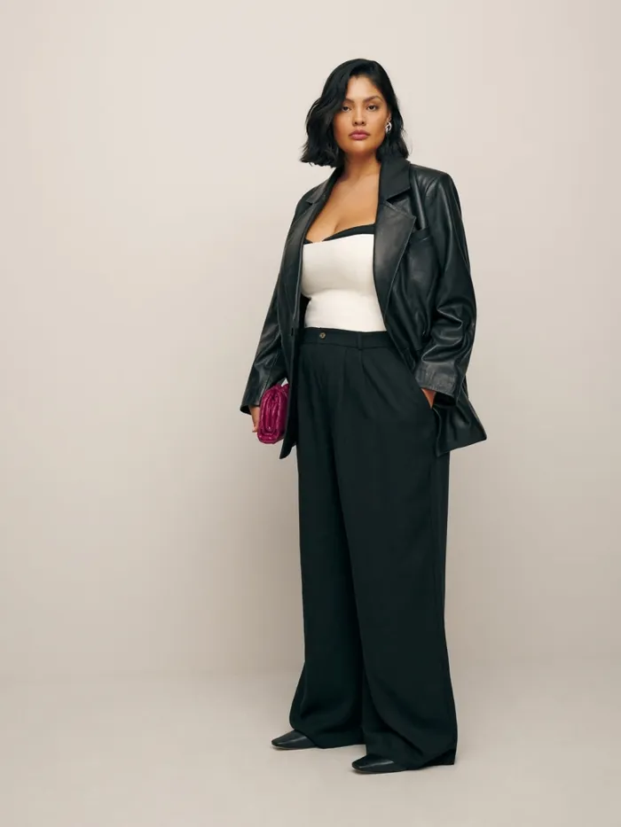 Reformation Outerwear Veda Dalia Relaxed Leather Blazer Es Black 8211 Women