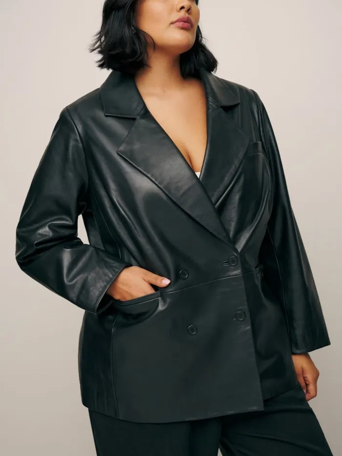 Reformation Outerwear Veda Dalia Relaxed Leather Blazer Es Black 8211 Women