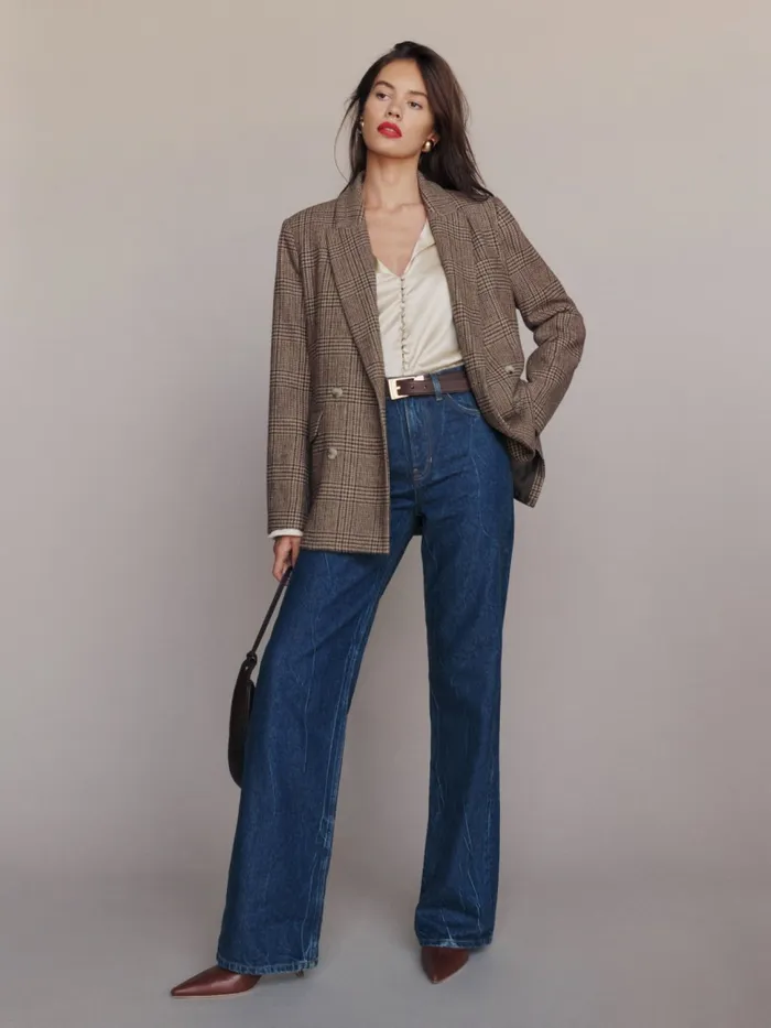 Reformation Outerwear Winston Blazer Toffee Plaid 8211 Women Reformation Outerwear Winston Blazer Toffee Plaid 8211 Women