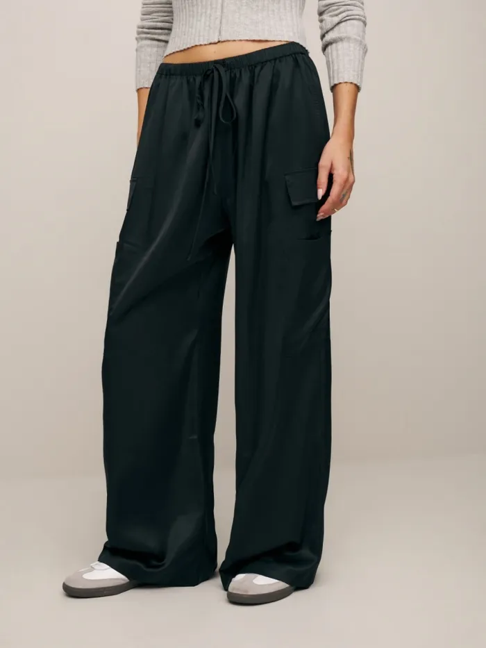 Reformation Pants Ethan Satin Pant Black 8211 Women