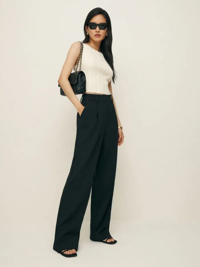 Reformation Pants Petites Alex Pant Jet Black 8211 Women