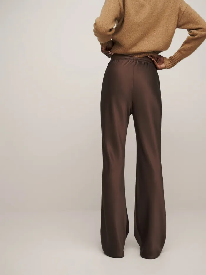 Reformation Pants Petites Gale Satin Mid Rise Bias Pant Cafe 8211 Women