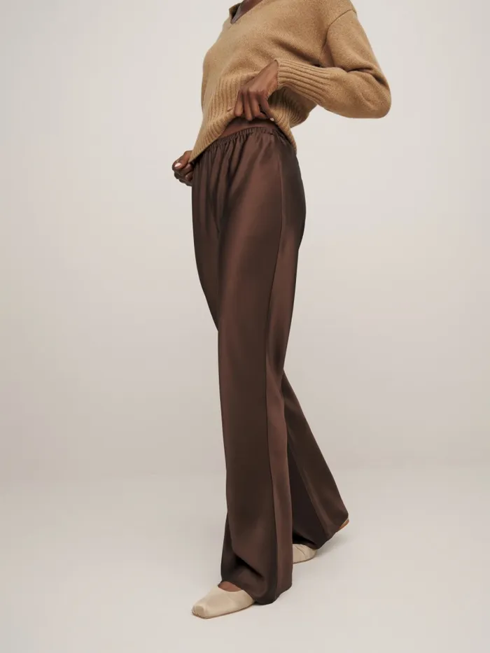 Reformation Pants Petites Gale Satin Mid Rise Bias Pant Cafe 8211 Women
