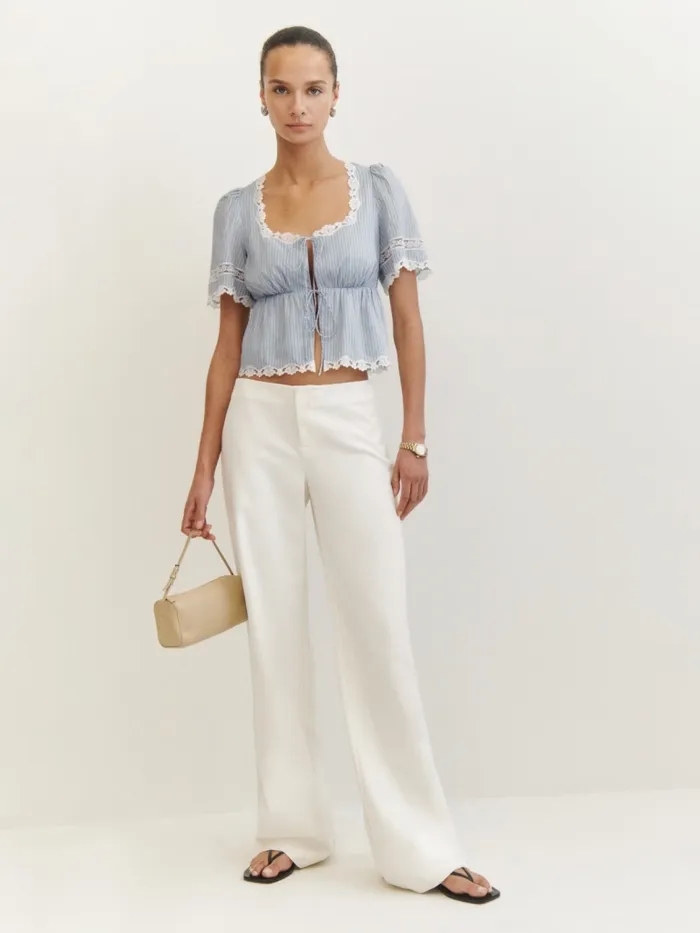 Reformation Pants Vida Low Rise Pant White 8211 Women