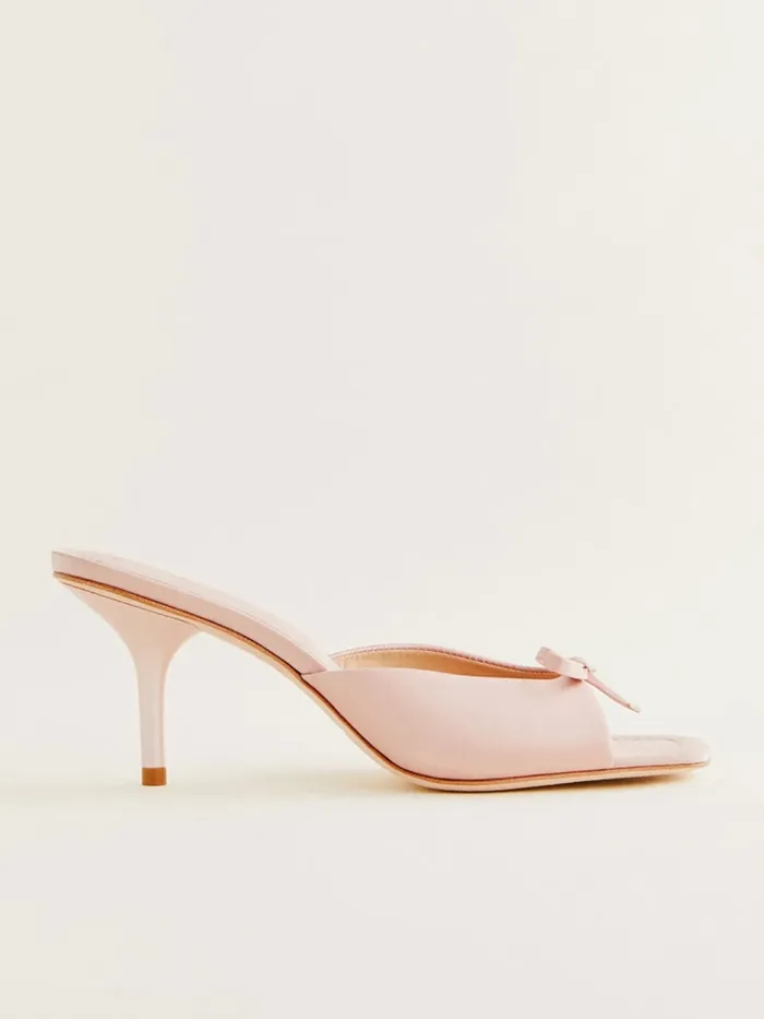 Reformation Sandals Clementine Heeled Mule Sandal Alabaster Satin 8211 Women