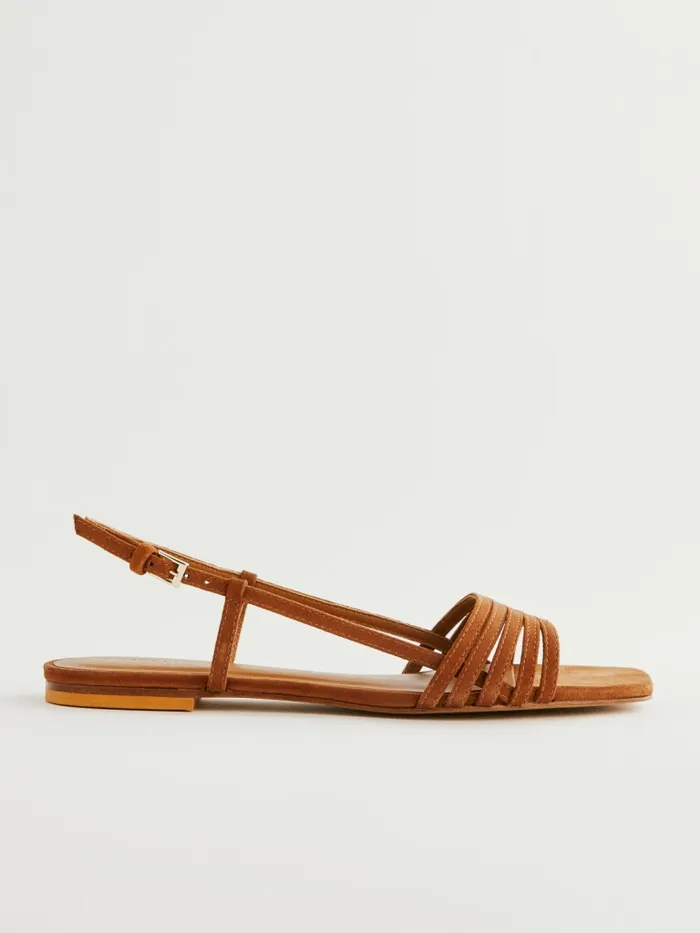 Reformation Sandals Millie Lattice Flat Sandal Toasted Brown Suede 8211 Women