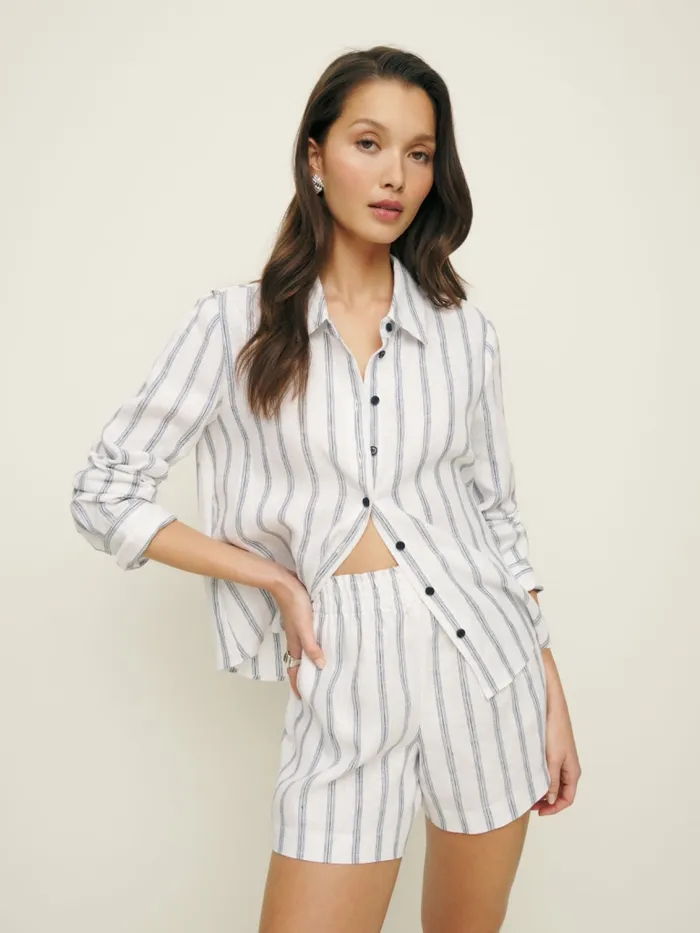 Reformation Shorts Mila Linen Short Harbor Stripe 8211 Women Reformation Shorts Mila Linen Short Harbor Stripe 8211 Women
