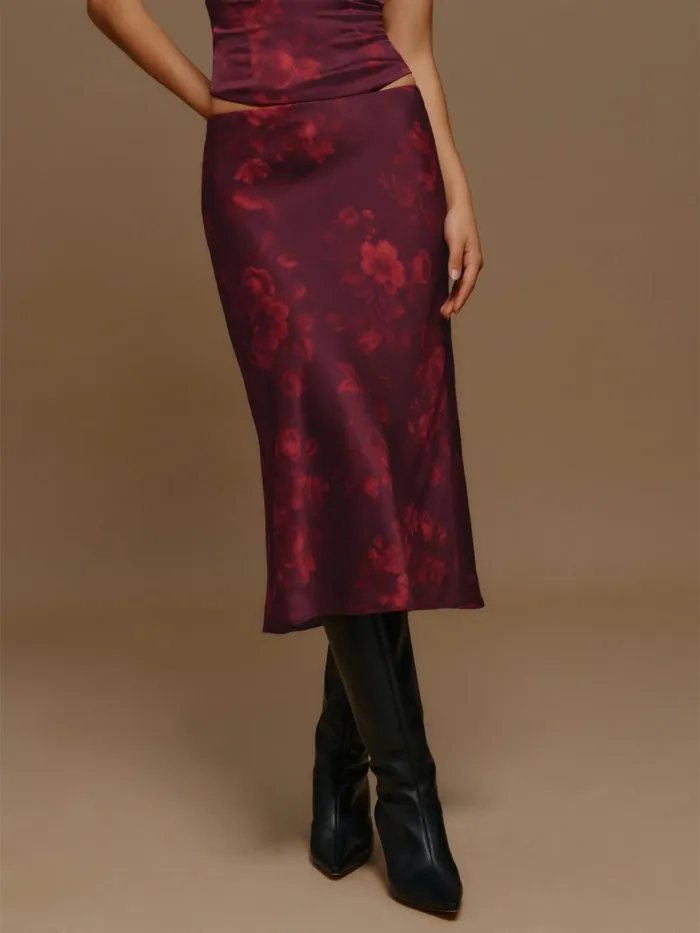 Reformation Skirts Ella Satin Skirt Sanguine 8211 Women