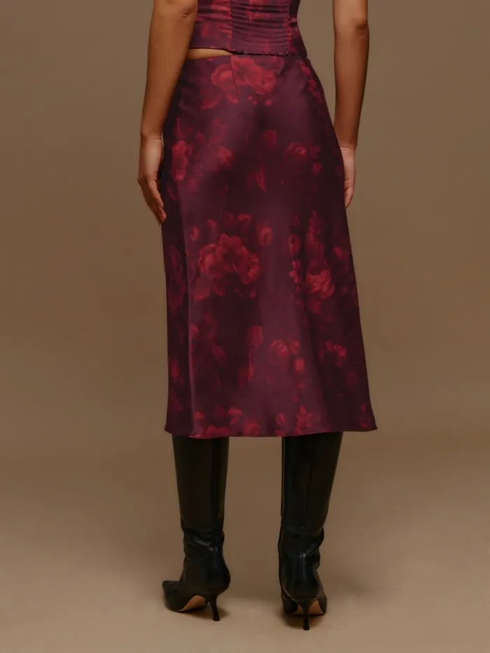 Reformation Skirts Ella Satin Skirt Sanguine 8211 Women