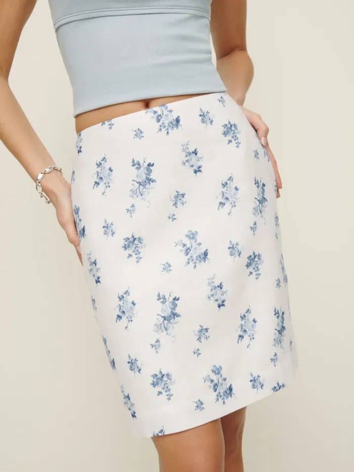 Reformation Skirts Rina Low Waisted Linen Skirt Delicacy 8211 Women
