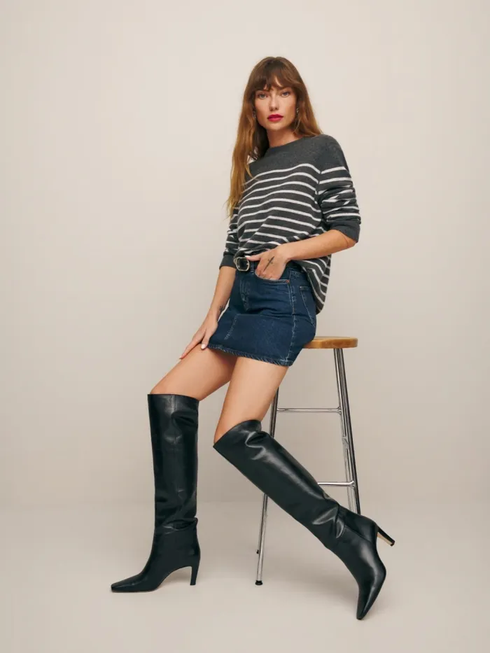 Reformation Sweaters Cashmere Boyfriend Sweater Charcoal With Ivory Stripe 8211 Women Reformation Sweaters Cashmere Boyfriend Sweater Charcoal With Ivory Stripe 8211 Women